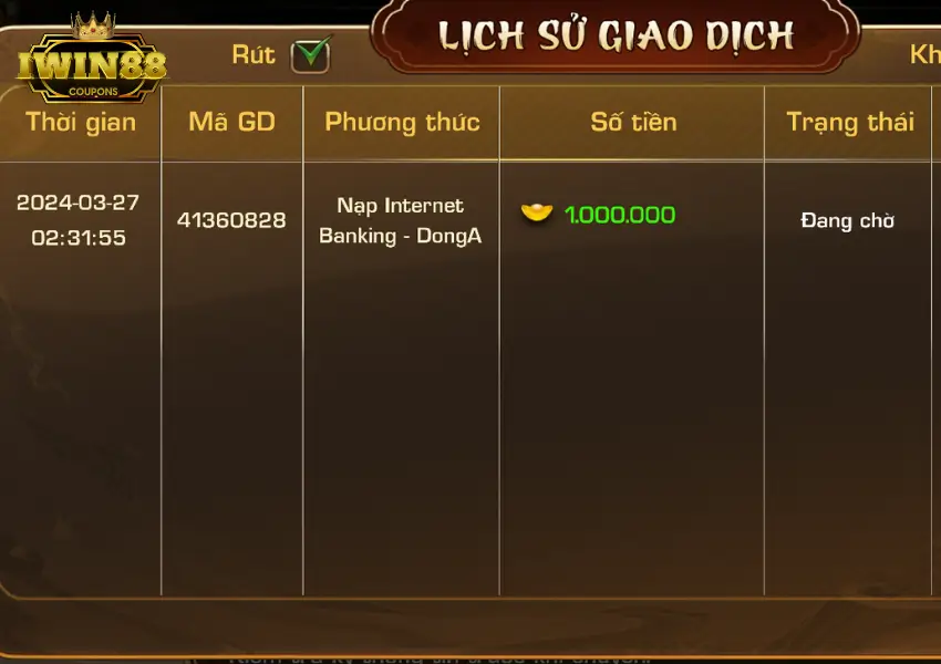 Xem lịch sử và trạng thái giao dịch