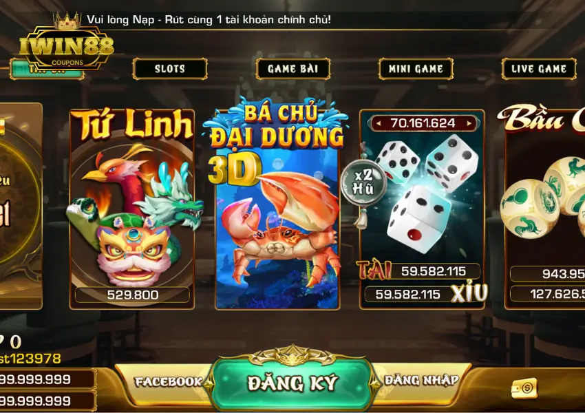 Tham gia chơi Live Game iWin bước 3