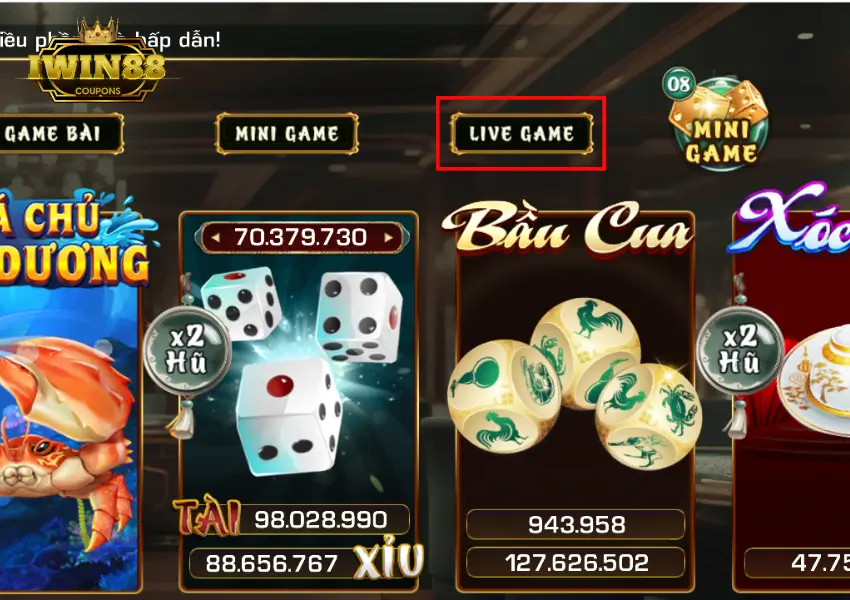 Tham gia chơi Live Game iWin bước 4